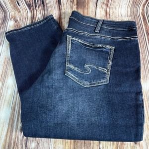 Silver Jeans Co BOYFRIEND Womens Size 16 Blue Crop High Rise Denim Pants 38x28.5